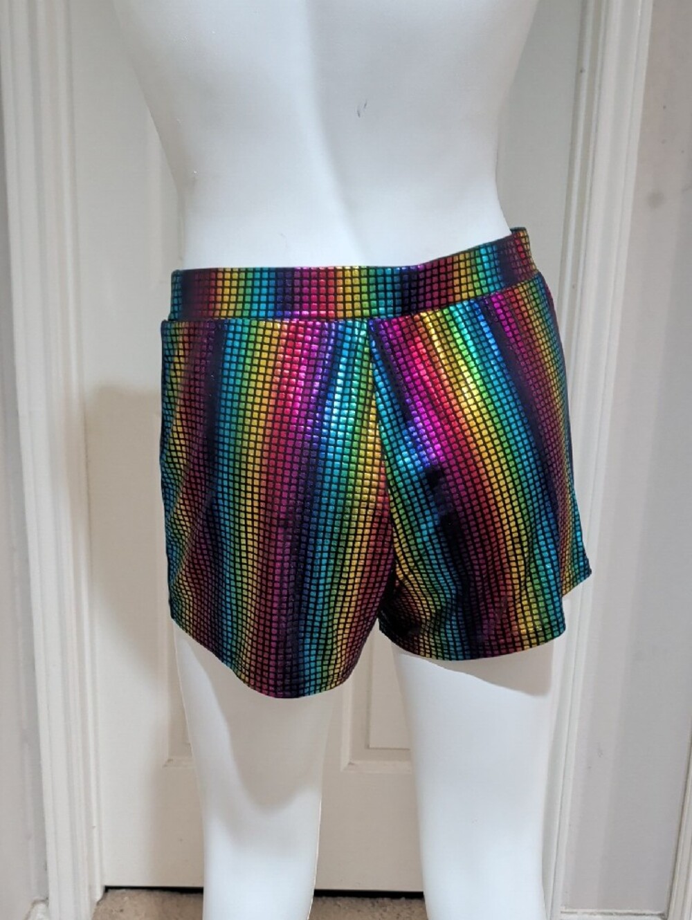 Retro Rainbow Sequin Party Shorts for Women Medium/Large - Picture 5 of 6